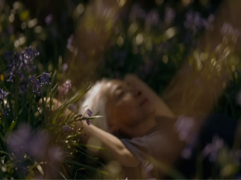 A woman resting in the flowers